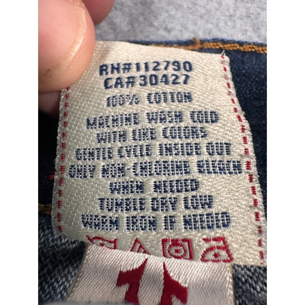 True Religion Mens Straight Leg Jeans Blue Medium Wash Made in USA Size 36